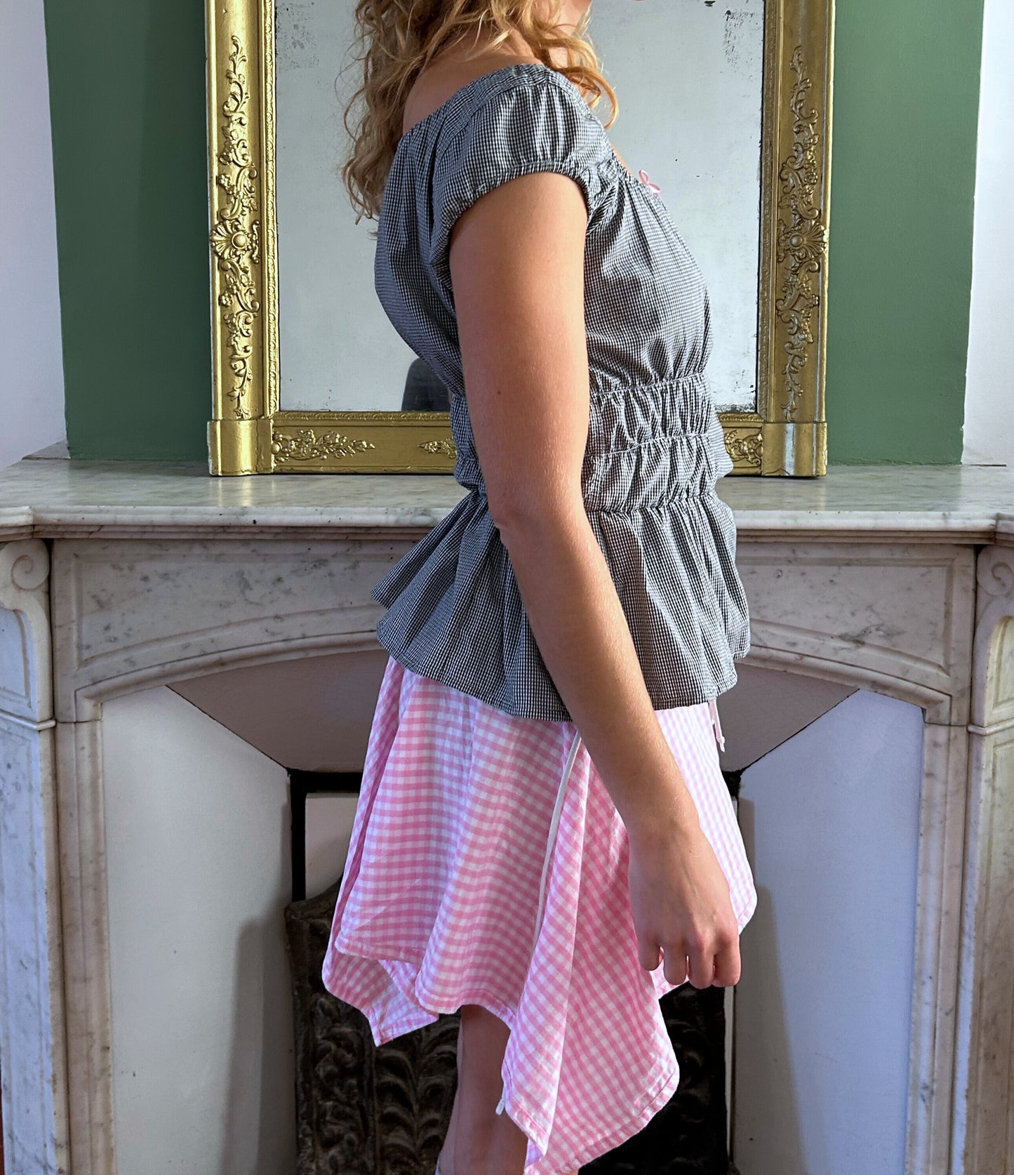 Nadene Top - karo grey