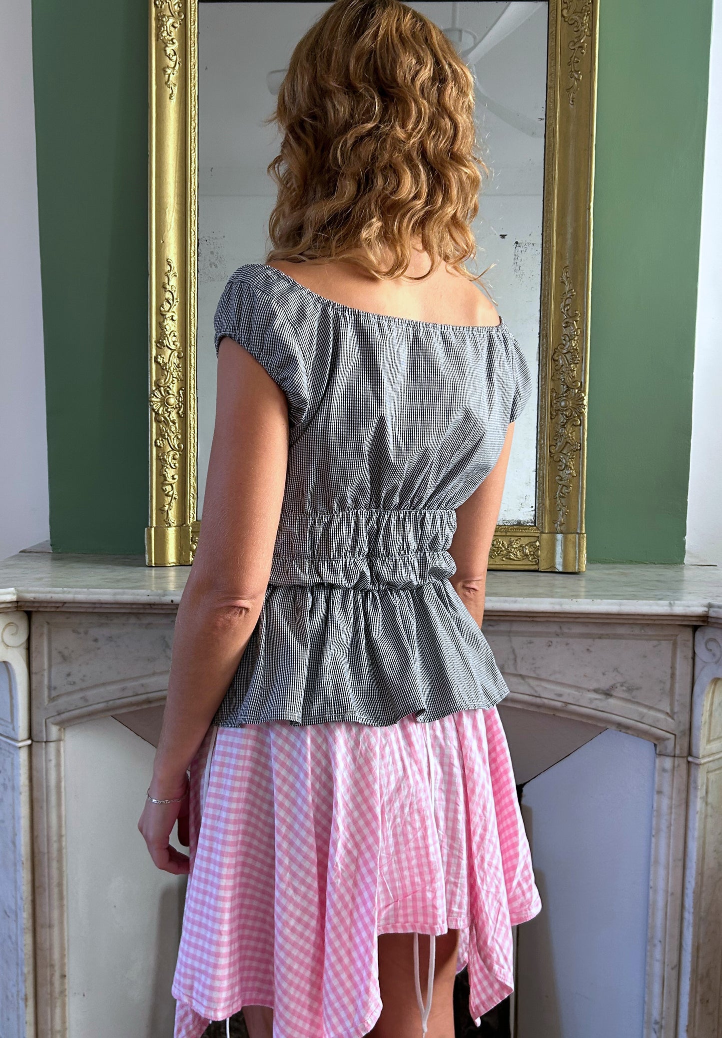 Nadene Top - karo grey